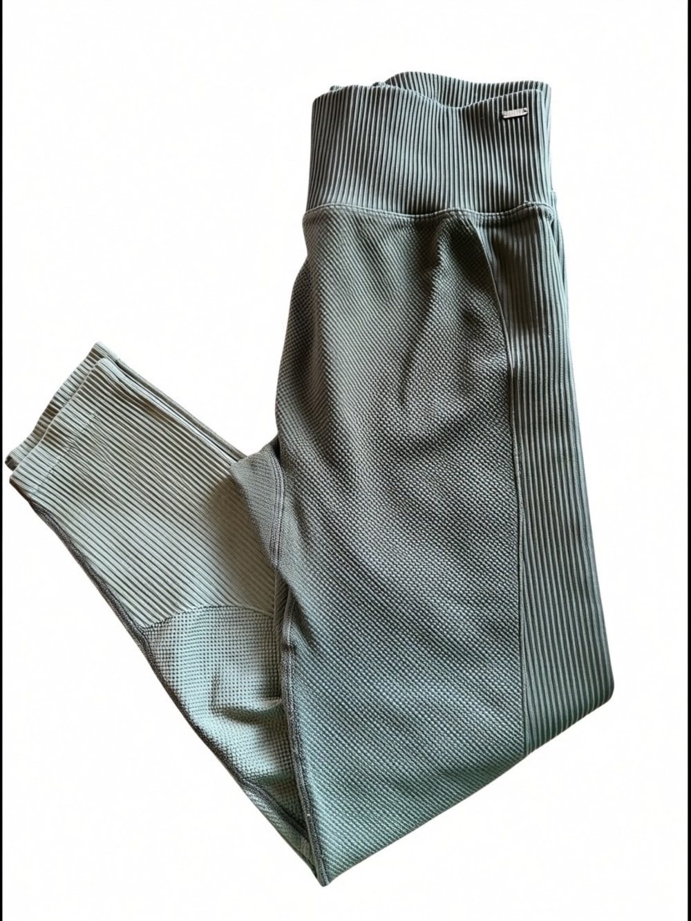 PINK Active Textured Leggings Large Sage Green High Rise Gym Yoga Athleisure